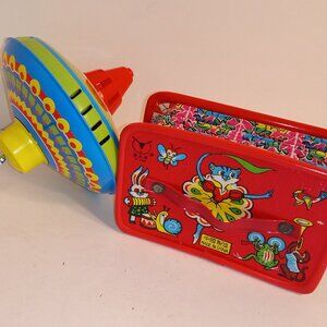 2 Vintage Toys--Paper Accordion/Squeeze Box and Spinning Top